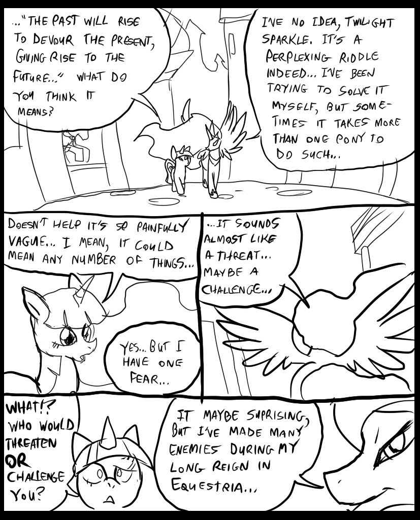 black_and_white building comic dialog duo english_text equine eyes female feral friendship_is_magic hair horn horse mammal metal_(artist) monochrome my_little_pony outside pony princess princess_celestia_(mlp) royalty text twilight_sparkle_(mlp) unicorn winged_unicorn wings