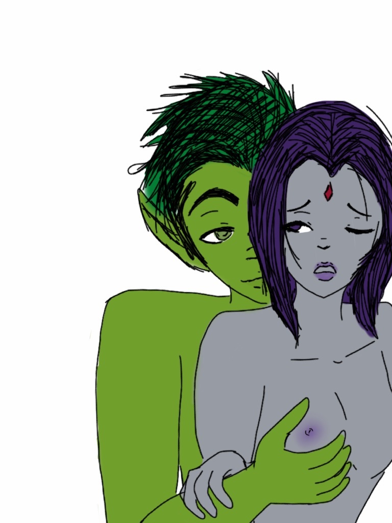 beast_boy breasts female male nipples nude raven_(teen_titans) sketchthedead straight teen_titans