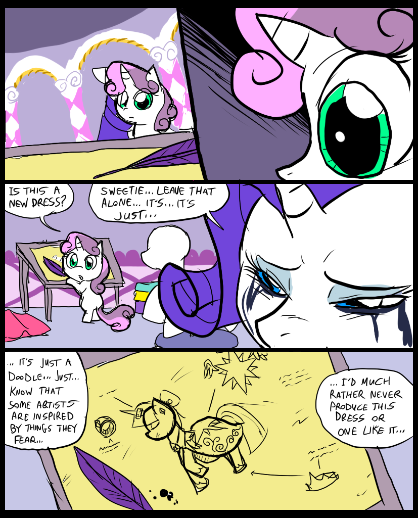 blue_eyes comic crying cub dialog english_text equine eyes female feral friendship_is_magic fur hair horn horse inside mammal metal_(artist) my_little_pony pony purple_hair rarity_(mlp) sad sweetie_belle_(mlp) text two_tone_hair unicorn white_fur young