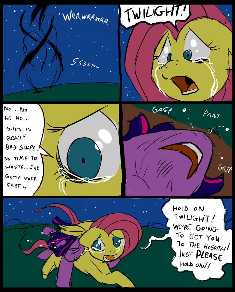 comic crying dialog duo english_text equine eyes female feral fluttershy_(mlp) friendship_is_magic fur hair horn horse mammal metal_(artist) my_little_pony outside pegasus pink_hair pony purple_fur purple_hair tears text unicorn wings yellow_fur