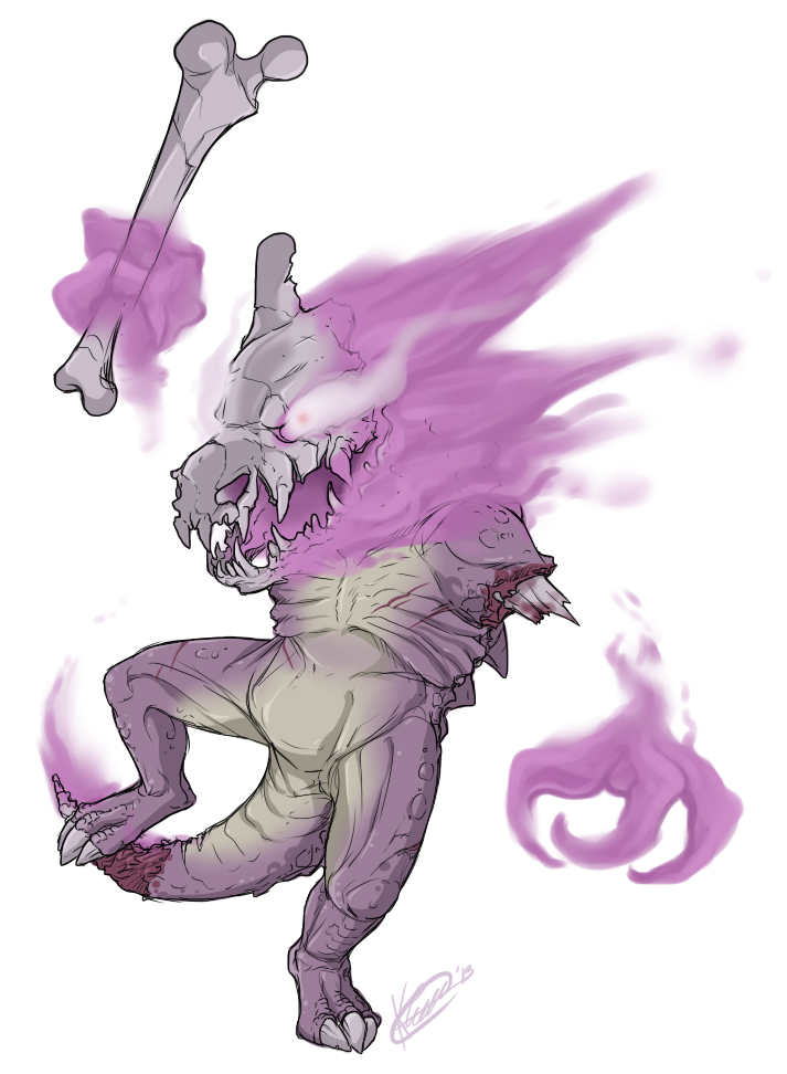 cubone disembodied_limb fusion gen_1_pokemon ghost glowing glowing_eyes haunter no_humans pokemon pokemon_(creature) raptor_barry signature skull