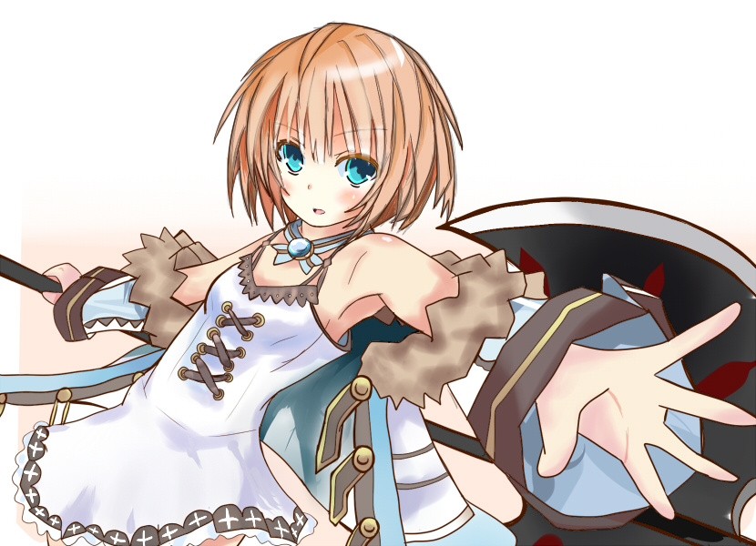 blanc blue_eyes brown_hair neptune_(series) short_hair solo yosidasann