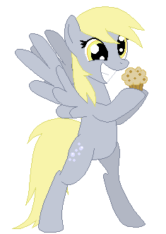 animated blonde_hair cutie_mark derp_eyes derpy_hooves_(mlp) equine female feral food friendship_is_magic hair horse mammal muffin my_little_pony pegasus plain_background pony sile smile solo standing teeth tomdantherock transparent_background wings yellow_eyes
