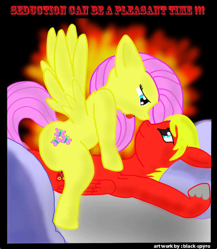 2013 black-spyro blonde_hair blue_eyes cowgirl_position cutie_mark duo english_text equine eye_contact female feral fluttershy_(mlp) friendship_is_magic fur hair horse lying male mammal my_little_pony on_back on_top open_mouth original_character pegasus penetration pink_hair pony red_fur sex straddling straight text tongue ventus wings yellow_fur