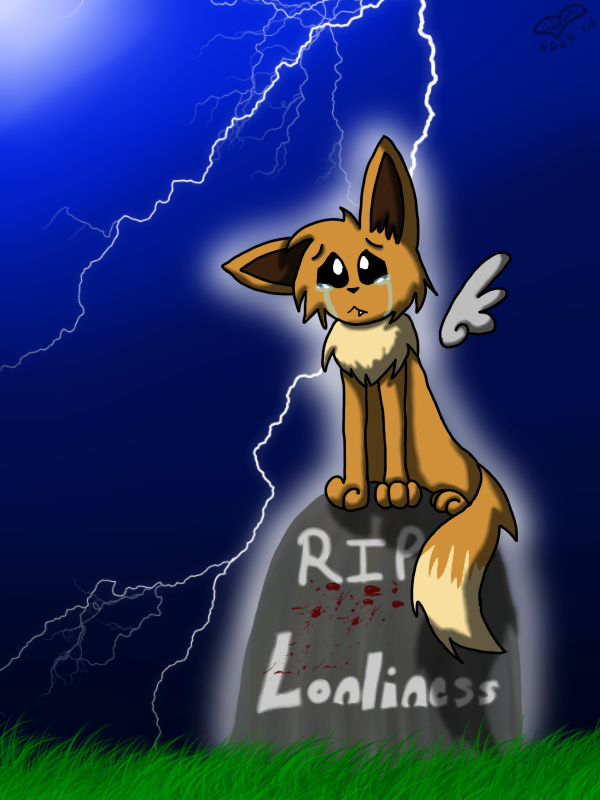 angel_wings black_eyes blood blue_background brown_fur canine creepypasta crying death eevee english_text feral fur grass grave lightening lightning lonliness mammal nintendo outside plain_background pok&#233;mon pok&eacute;mon sad silvathehedgehogg solo spirit tears teeth text tombstone tooth video_games wings