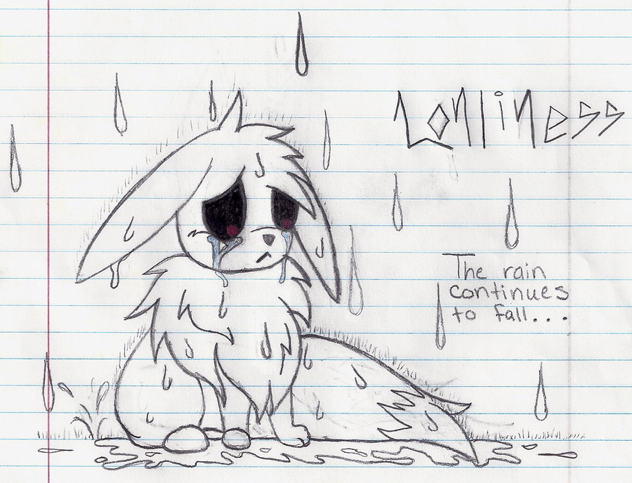canine creepypasta crying eevee english_text feral grass lonliness looking_down mammal nintendo plain_background pok&#233;mon pok&eacute;mon rain sad sitting sketch solo tears text video_games water wet white_background