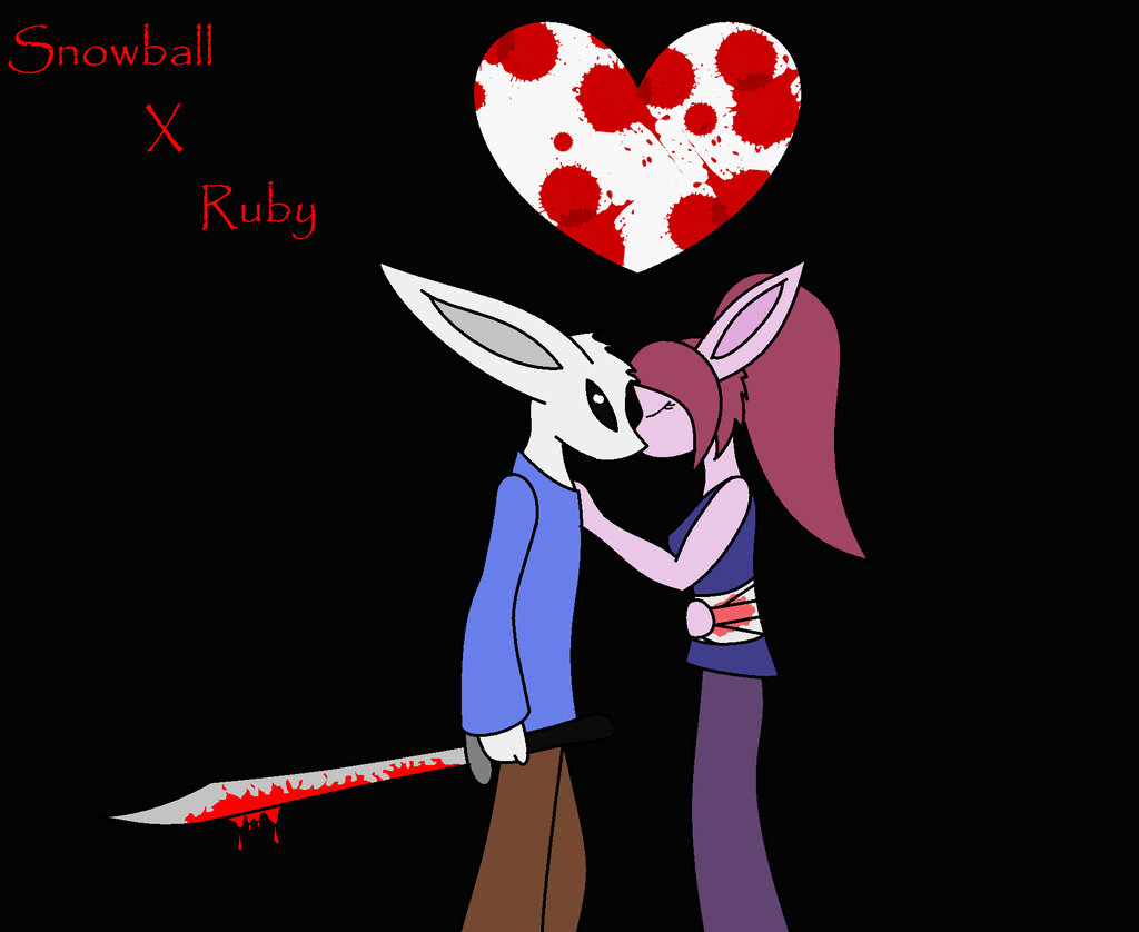 female kissing lagomorph love male mammal rabbit ruby ruby_(character) snowball snowball_(character)
