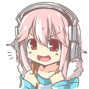 blush dodome-iro_mayonnaise headphones lowres nitroplus open_mouth pink_hair short_hair simple_background smile solo super_sonico white_background