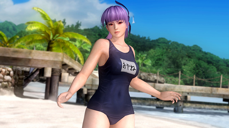 3d ayane breasts dead_or_alive dead_or_alive_5 large_breasts purple_hair swimsuit