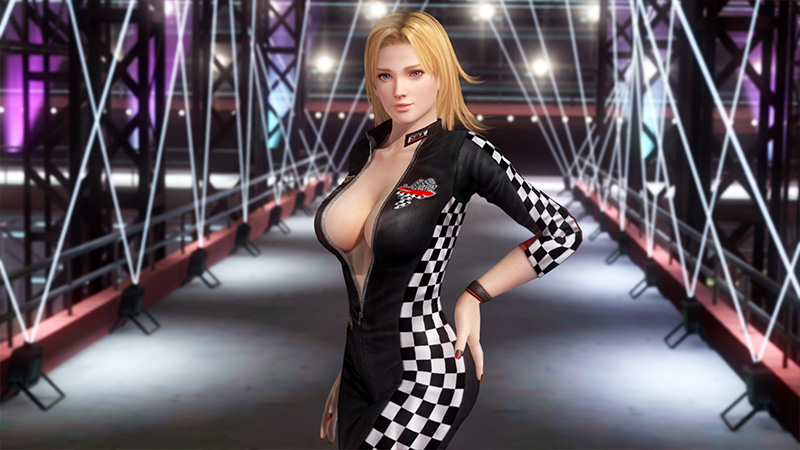 3d blonde_hair blue_eyes dead_or_alive dead_or_alive_5 no_bra official_art race_suit tagme tina_armstrong unzipped