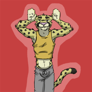 caramelldansen cheetah circles_(comic) feline k-9 ken_brassai low_res male mammal pink_nose solo