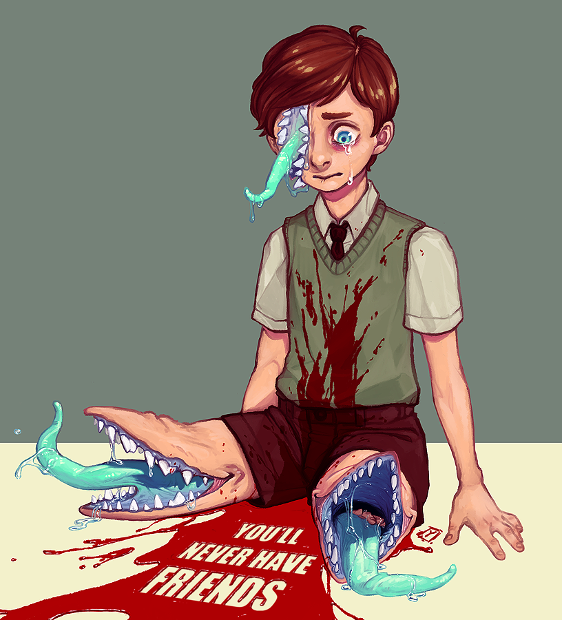 blue_eyes brown_hair clothing creepy crying cyan_eyes cyan_tongue english_text gore hair human long_tongue male mammal monster mouth_eyes necktie nightmare_fuel not_furry open_mouth saliva saliva_string sharp_teeth sitting solo tears teeth text tongue tongue_out vore what what_has_science_done where_is_your_god_now yashy
