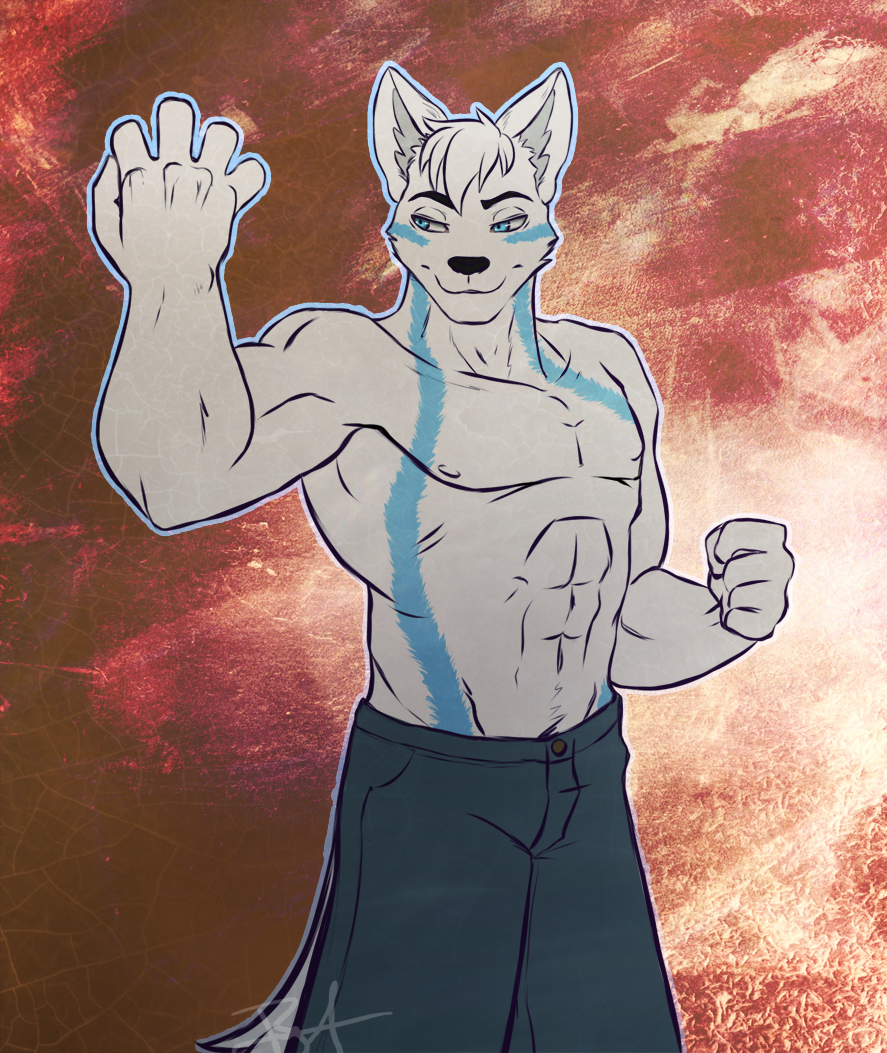canine fur hair male mammal scarlet-frost solo topless white_fur white_hair wolf