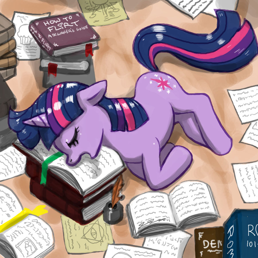 cutie_mark equine exhausted eye_of_providence female feral food friendship_is_magic horn horse ink john_joseco lonely long_day_at_work mammal muffin my_little_pony overhead pen pony quill_pen romantic sleeping solo studying tired twilight_sparkle_(mlp) unicorn