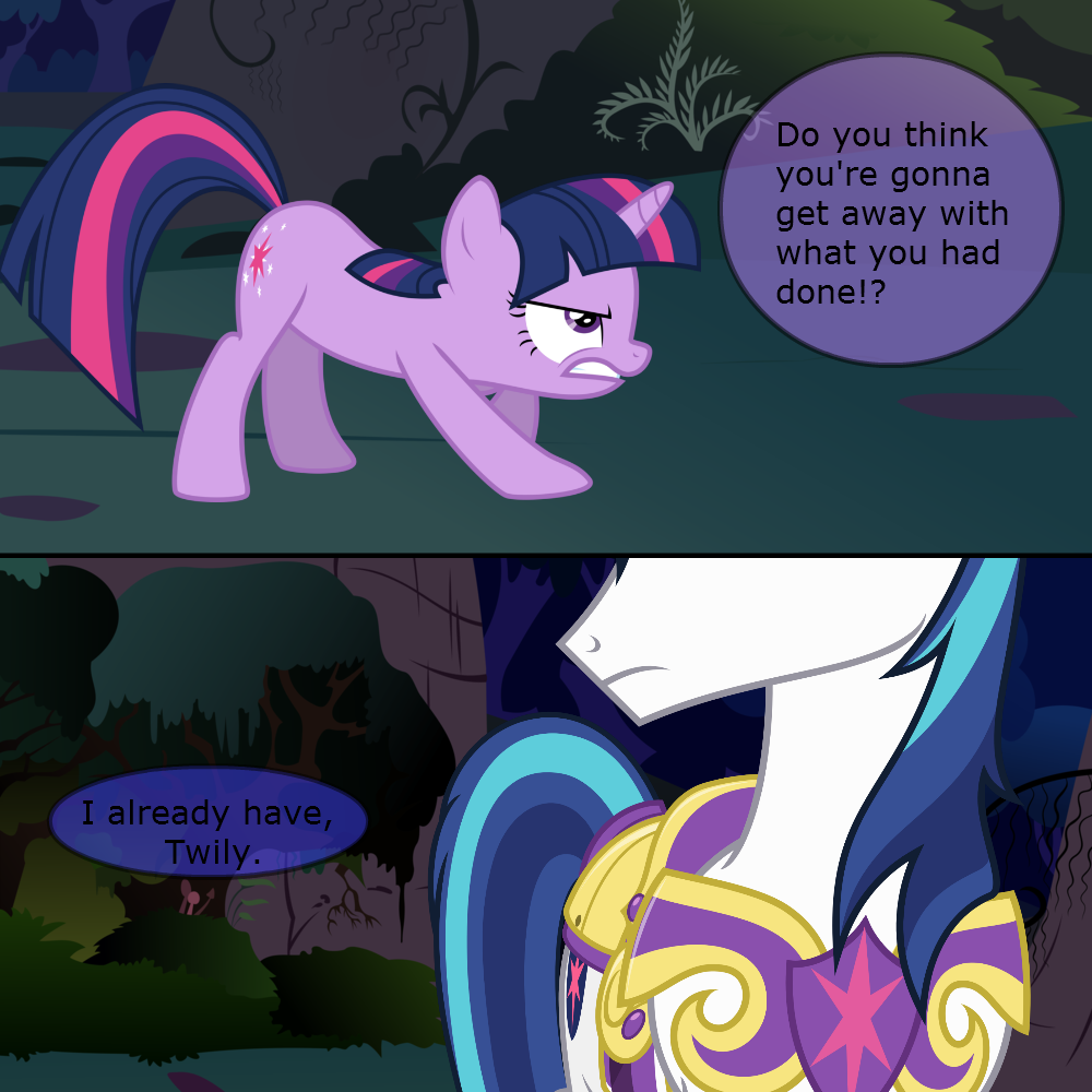 2013 angry armor blue_hair comic cutie_mark dialog dragonmorpheus duo english_text equine female feral forest friendship_is_magic fur hair horn horse male mammal my_little_pony night pony purple_eyes purple_fur purple_hair shining_armor_(mlp) text tree twilight_sparkle_(mlp) unicorn white_fur