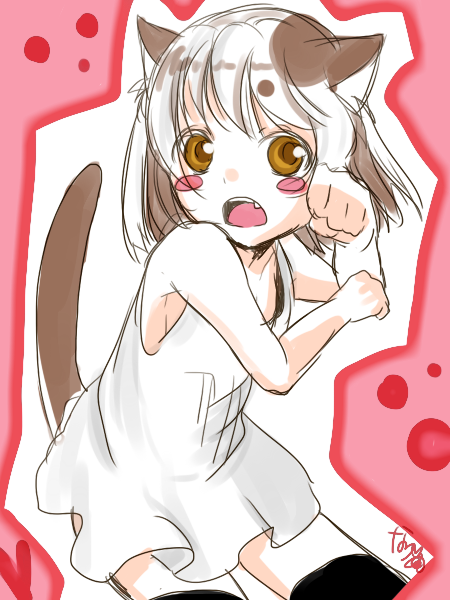 animal_ears blush blush_stickers cat_ears child loli natsu_(norari_kurari) source_request tail
