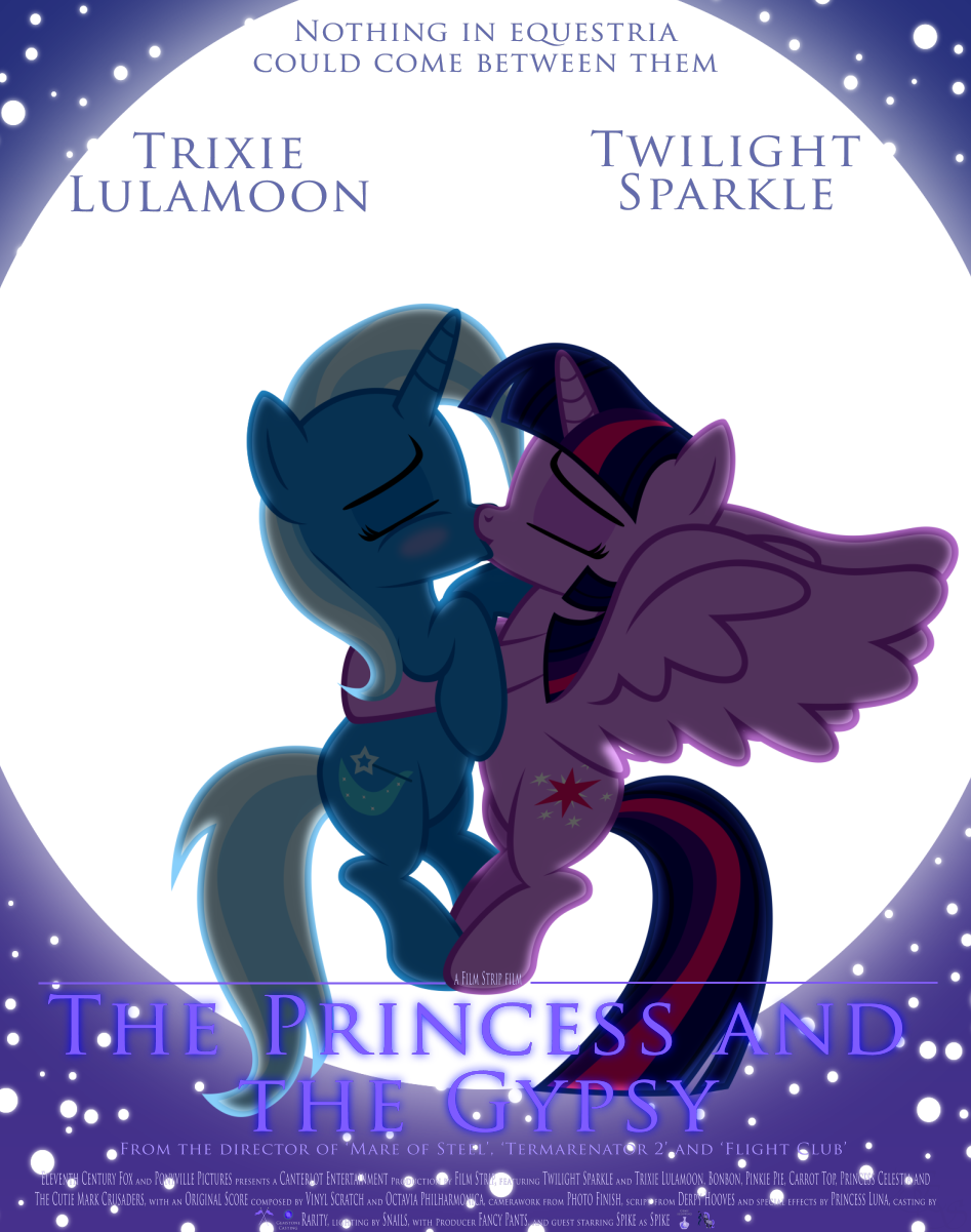 cutie_mark equine female feral flying friendship_is_magic hi_res horn horse kissing lesbian mammal movie my_little_pony navitaserussirus pony poster trixie_(mlp) twilight_sparkle_(mlp) unicorn winged_unicorn wings