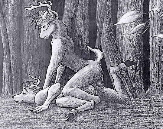 1998 anal anthro antlers anus balls butt cervine deer duo gay hooves horn male mammal nude penis sex unknown_artist vandringar