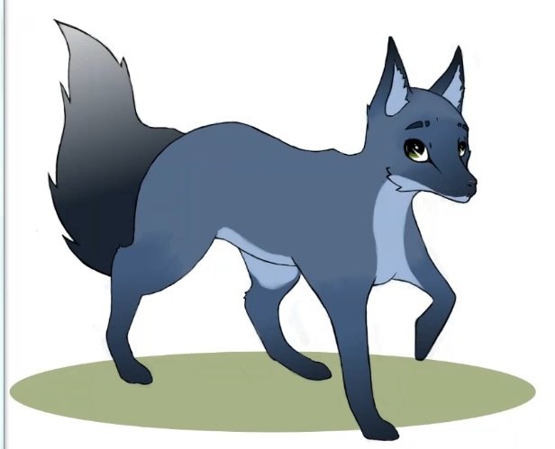 canine elisiami_fox female feral fleufy fox fur green_eyes grey_fur looking_at_viewer mammal solo standing
