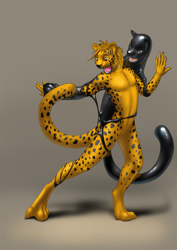 goo jaguar latex_(artist) male mammal rubber shiny transformation