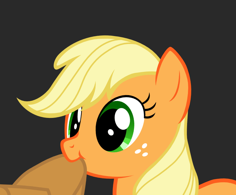 animated applejack_(mlp) blonde_hair chewing cowboy_hat cute eating equine female feral freckles friendship_is_magic green_eyes hair hat horse iks83 mammal mixermike622 my_little_pony nom pony silly solo