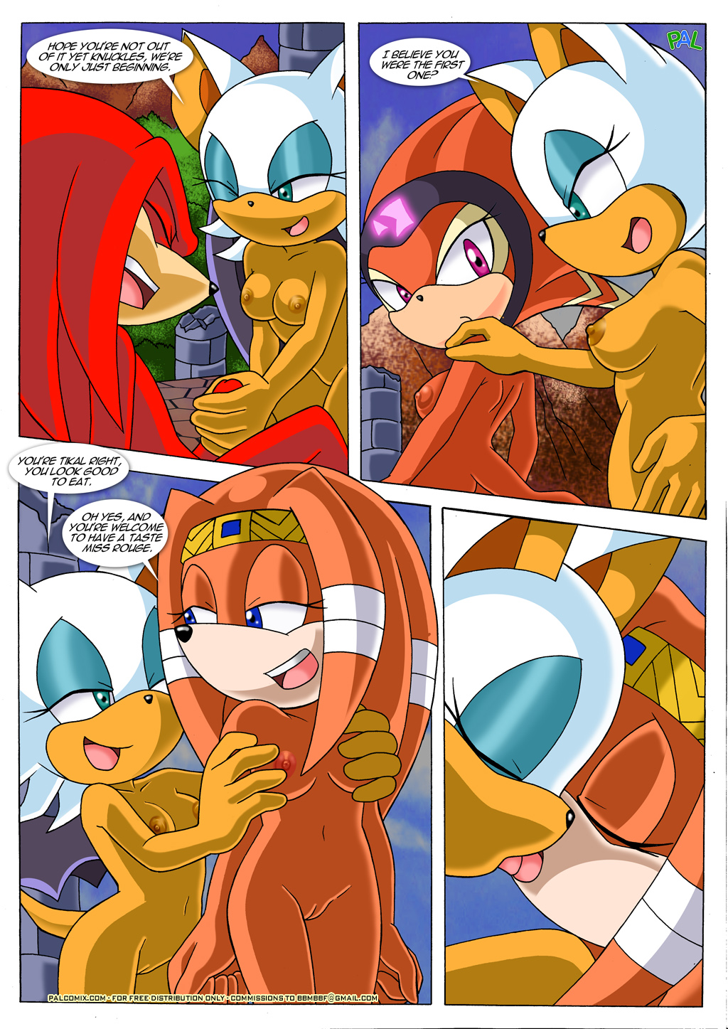 bat bbmbbf bisexual breast_fondling breasts butt cheating comic echidna female fondling french_kissing kissing knuckles_the_echidna lesbian male mammal master_emerald mobius_unleashed nude palcomix panties penis pussy rouge_the_bat sega sex shade_the_echidna sonic_(series) tikal_the_echidna underwear