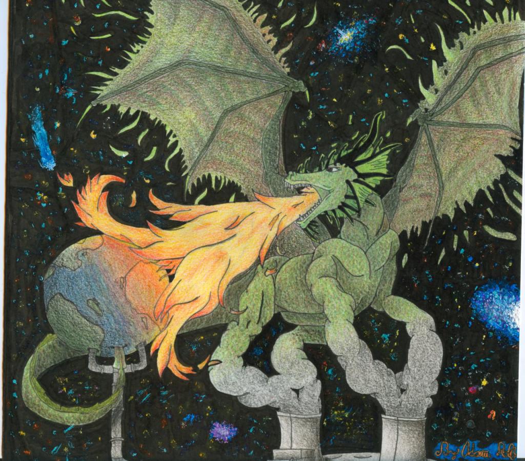 dragon earth fantasy fire global_warming moon recreationbeast space