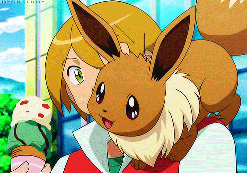 1boy animated animated_gif eevee pokemon pokemon_(anime) virgil_(pokemon)