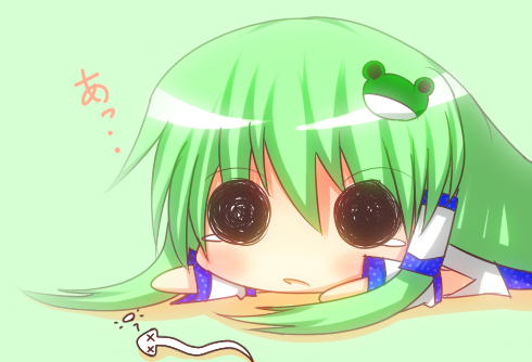 black_eyes green_hair kochiya_sanae long_hair lowres noiz solid_circle_eyes touhou