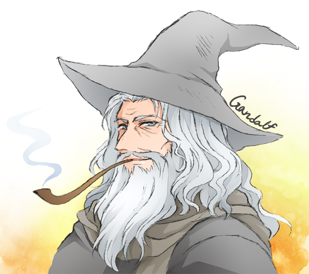 beard facial_hair gandalf hat lord_of_the_rings male_focus shinzui_(fantasysky7) solo wizard_hat