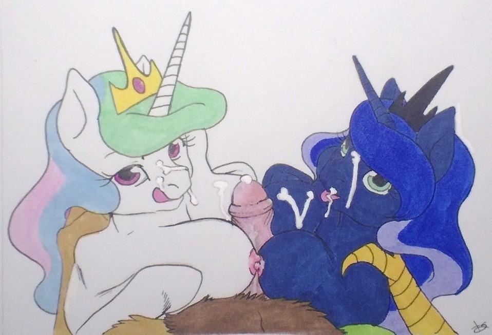 blue_fur blue_hair breasts crown cum cum_on_breasts cum_on_face discord_(mlp) equine faceless_male female feral first_person_view friendship_is_magic fur green_eyes group hair horn horse looking_at_viewer male mammal multi-colored_hair my_little_pony penis pony princess_celestia_(mlp) princess_luna_(mlp) semi_incest sibling sisters titfuck toadstool-n-hornet unicorn white_fur