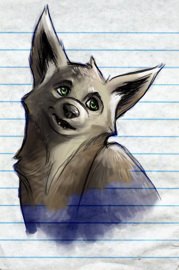 fox green_eyes mammal paper plain_background smile