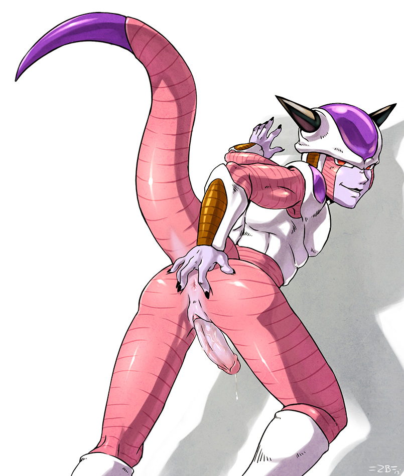 anus butt cum dragon_ball dragon_ball_z frieza genital_slit looking_at_viewer penis presenting presenting_hindquarters red_eyes showing slit solo spread_butt spreading standing