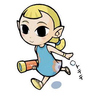 artist_request aryll black_eyes blonde_hair lowres pointy_ears sandals solo telescope the_legend_of_zelda the_legend_of_zelda:_the_wind_waker