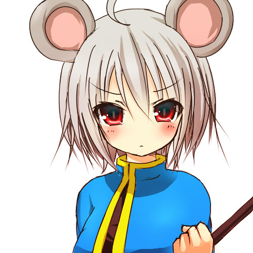 ahoge animal_ears greatmosu looking_at_viewer lowres mouse_ears nazrin red_eyes simple_background solo touhou upper_body white_background