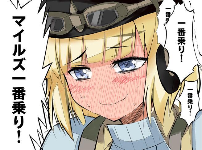 blue_eyes blush cecilia_glinda_miles goggles hat shirt short_hair strike_witches translation_request witches_of_africa