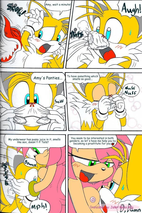 breasts butt canine dialog female fox glowing hedgehog hug mammal miles_prower nervous nipples nude panties rodent sega sniffing sonic_(series) text underwear