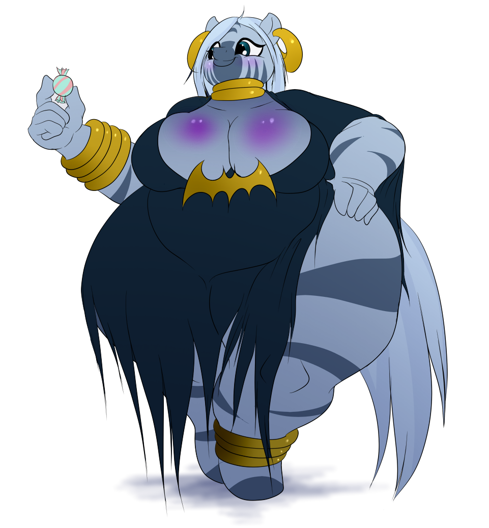 anthrofied big_breasts blush breasts chubby cleavage clothed clothing da_goddamn_batguy equine female friendship_is_magic mammal morbidly_obese my_little_pony overweight solo zebra zecora_(mlp)