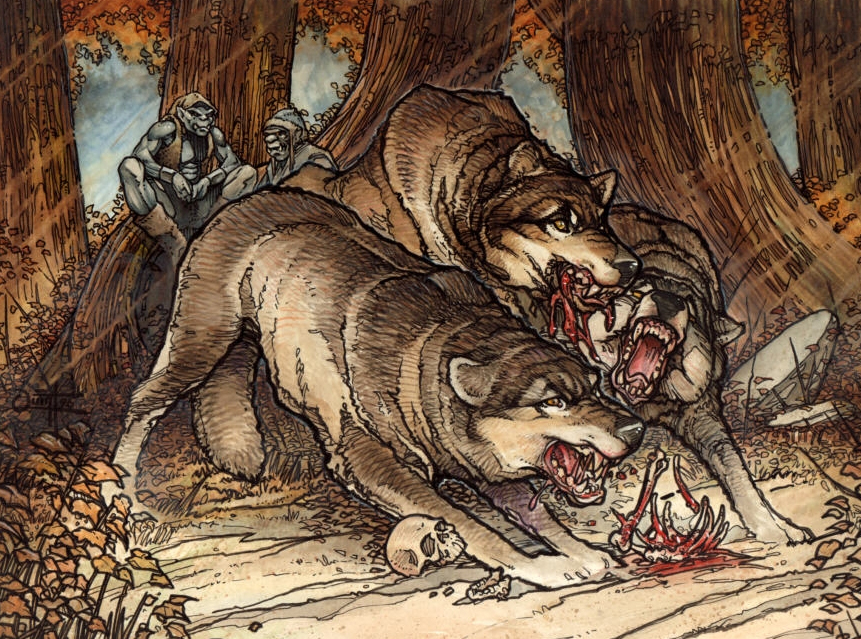 bone canine feral forest mammal quinton_hoover skull tree trolls worg