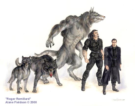 alane_fieldson anthro beige_skin bipedal black_hair black_pants black_shirt canine dire_wolf eyewear facial_hair feral front_view full-length_portrait fur goatee grey_fur hair human laced_boots looking_at_viewer low_res mammal model_sheet multiple_poses plain_background quadruped roger_remillard snarling standing sunglasses three-quarter_view traditional_media transformation trench_coat trenchcoat were werewolf white_background wolf