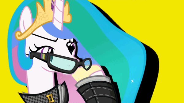 2snacks animated crown english_text equine eyewear female feral friendship_is_magic glasses hair horse mammal multi-colored_hair my_little_pony navel persona persona_4 pony princess_celestia_(mlp) purple_eyes text tiara two_best_friends_play two_best_sisters_play