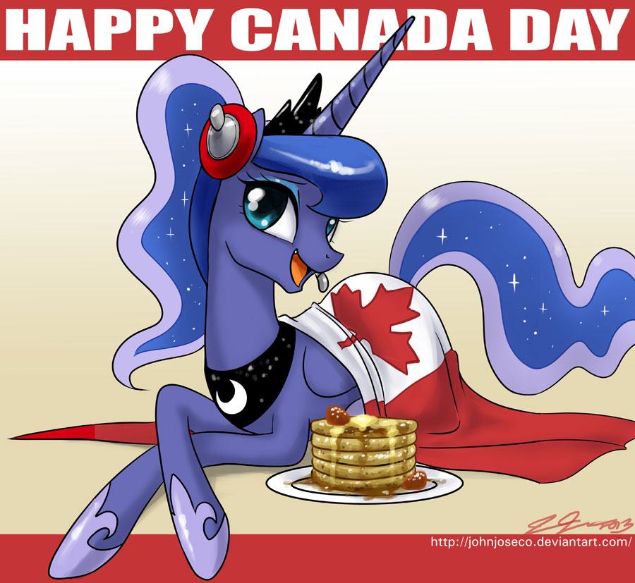 blue_eyes blue_hair canada canada_day cute english_text equine female feral flag friendship_is_magic hair horn horse john_joseco long_hair mammal my_little_pony pony princess_luna_(mlp) smile solo text winged_unicorn wings