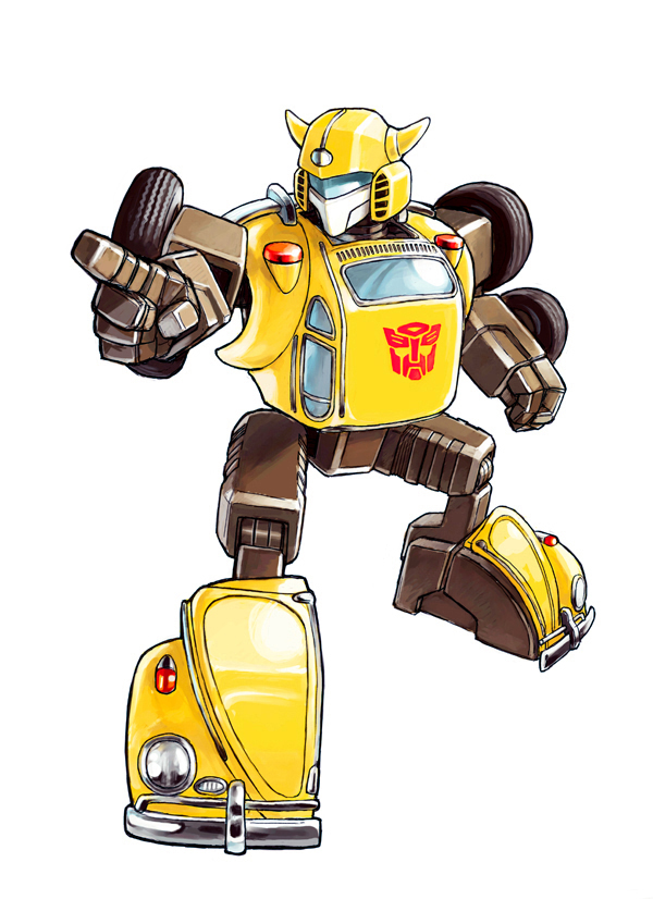 80s autobot bumblebee commentary_request fake_box_art horns insignia mecha official_style oldschool pointing redesign robot science_fiction simple_background sivva sketch solo tire toy transformers visor