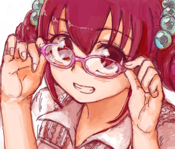 bespectacled blush glasses grin hoshizora_miyuki looking_at_viewer precure smile smile_precure! solo yuucho