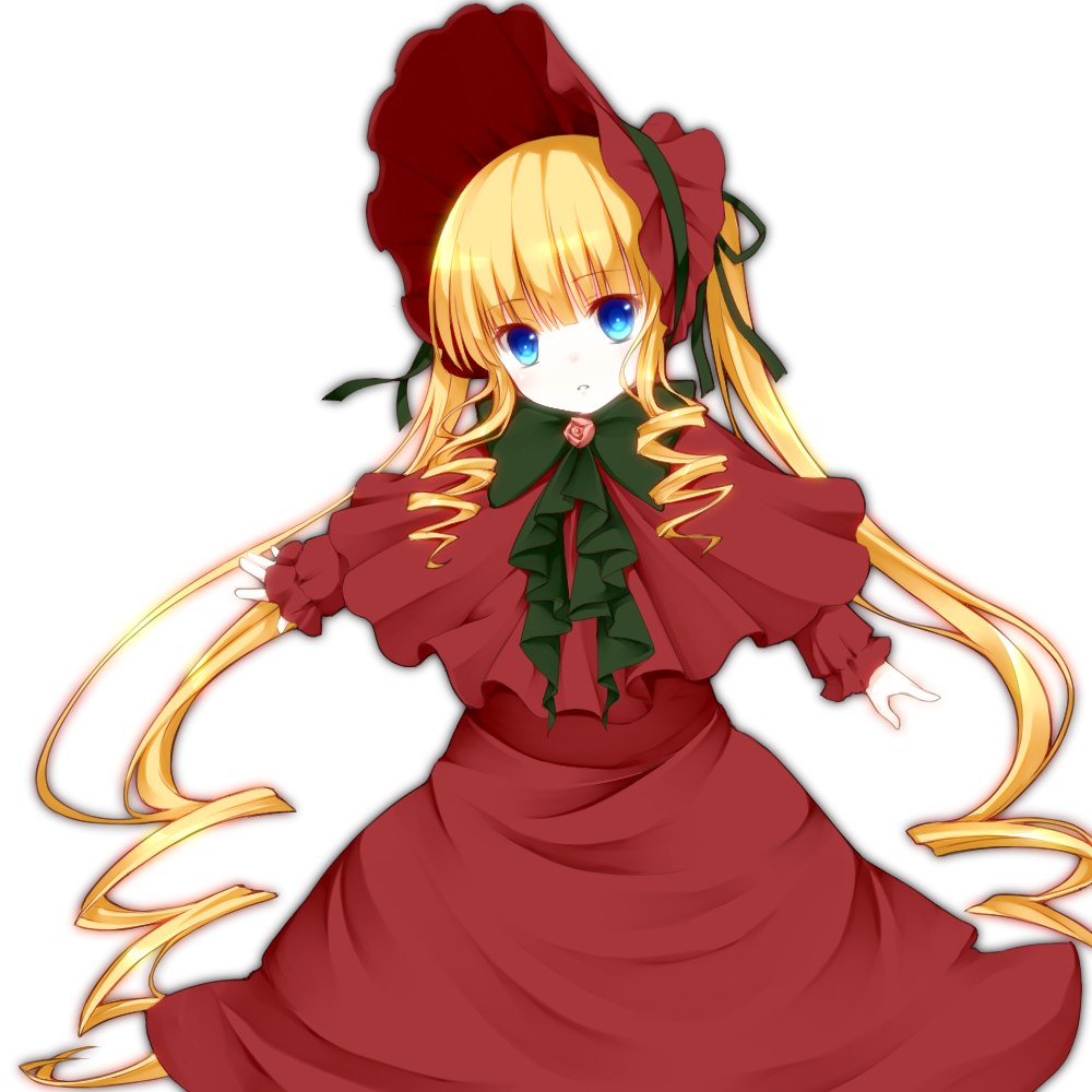 bad_id bad_pixiv_id blonde_hair blue_eyes bonnet dress drill_hair long_hair long_sleeves looking_at_viewer rozen_maiden shinku solo twintails umxzo very_long_hair