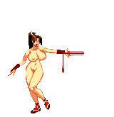 animated animated_gif bouncing_breasts breasts fan fatal_fury king_of_fighters kof lowres nipples nude pixel_art ponytail shiranui_mai snk sprite uncensored