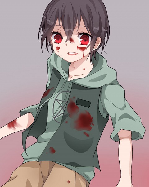 1boy black_hair blood btooom! kira_kousuke red_eyes short_hair