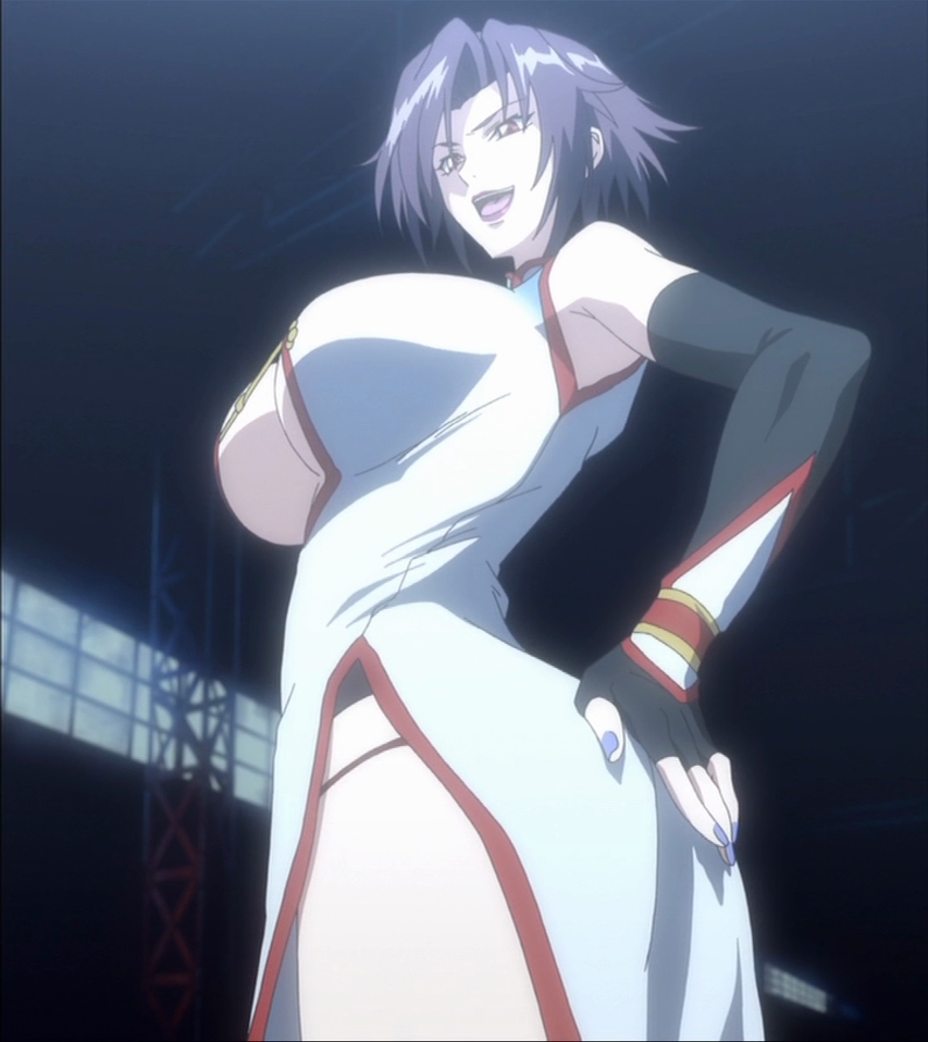1girl breasts koutetsu_no_majo_anneroze large_breasts lee_mayfeng nail_polish open_mouth screencap solo stitched