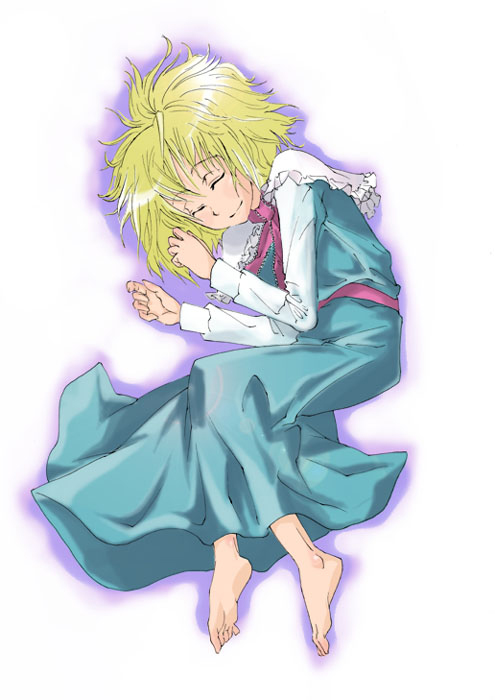 alice_margatroid barefoot blonde_hair feet gengorou short_hair sleeping smile solo touhou