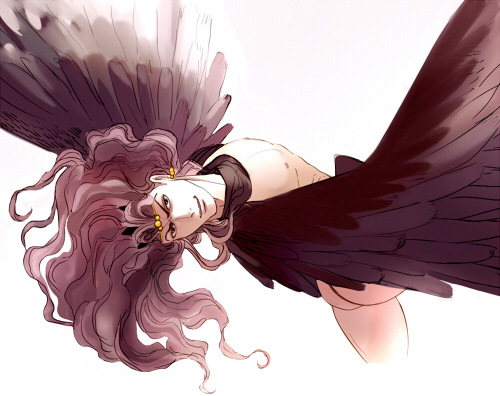 emptycicada jojo_no_kimyou_na_bouken kars_(jojo) long_hair lowres male_focus purple_hair solo tiara wings